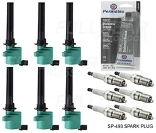 SPARK PLUGS + FD502 GREEN IGNITION COILS + TUNE UP GREASE SET FOR FORD 3.0L V6