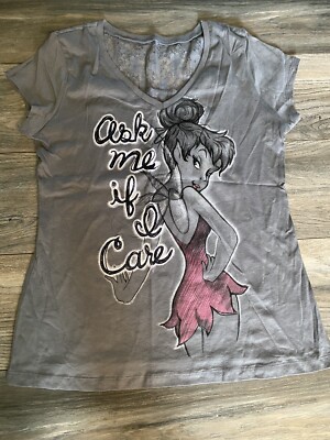 Tinkerbell Ask Me If I Care Disney Graphic T Shirt Girl's Sz Xxl