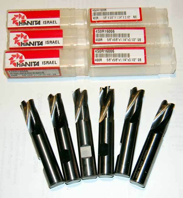 6 Pcs. Hanita 5/8" Carbide FinePitch Roughing End MillsS.S,Titanium