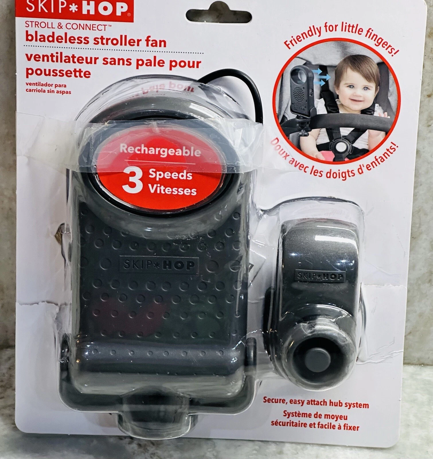 Skip & Hop Stroll & Connect Blameless Stroller Fan- Rechargeable 3 Speeds