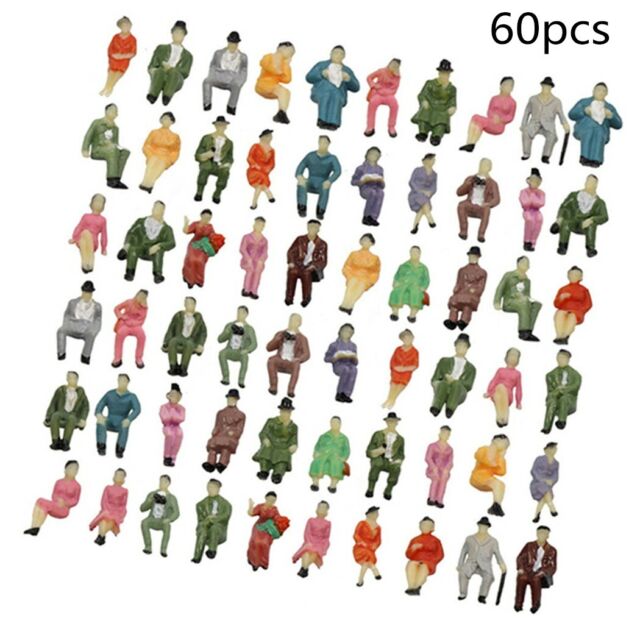 60pcs All Sitting 1:87 Painted Figures Passenger HIGH Scale Sitting People-