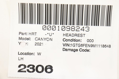 2021 - 2022 GMC CANYON REAR LEFT OR RIGHT SIDE SEAT HEADREST HEAD REST OEM - Foto 10 di 10
