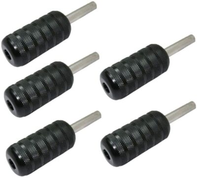 5pcs 25mm Tattoo Machine Grips Handle Lightweight Aluminum Alloy Back Stem Black