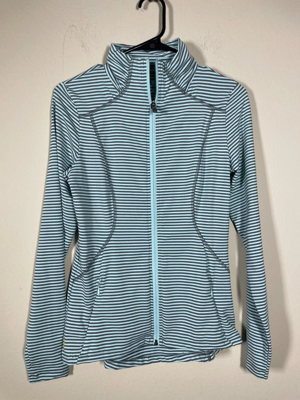 lole gray stripe full zip athletic jacket