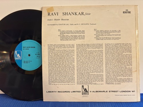 RAVI SHANKAR LAL MULLICK INDIA MASTER LBL 83078E. ORIGINAL UK LP NEAR MINT - Imagen 2 de 2