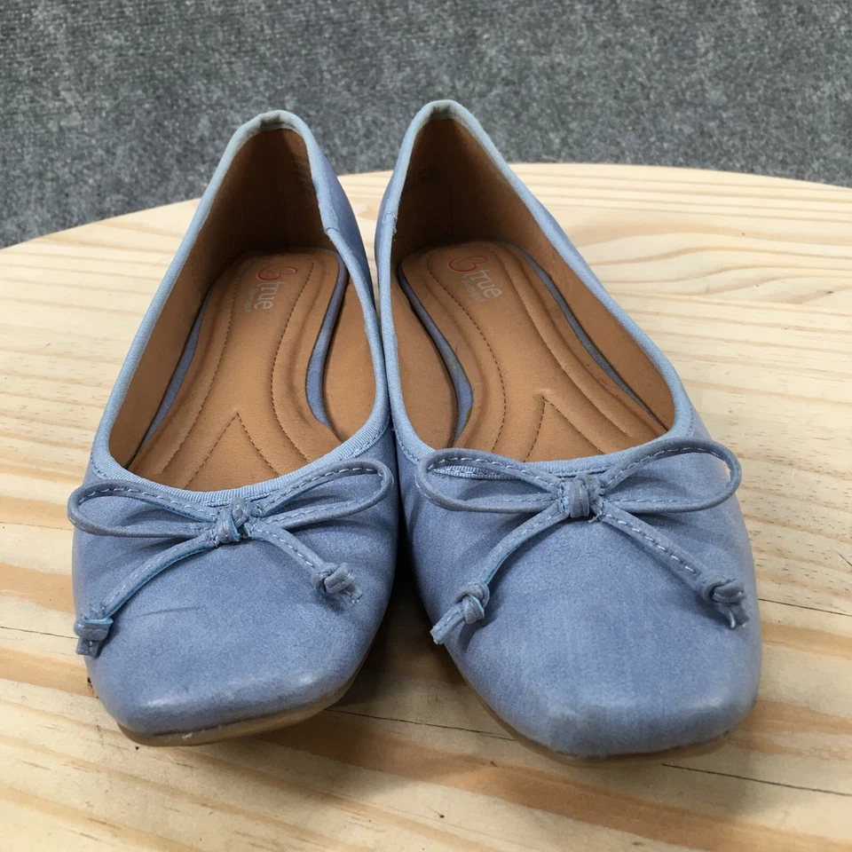 Zapatos Baretraps para mujer 6,5 M esmerilado ballet planos azul imitación cuero punta cuadrada arco Foto 4 de 4