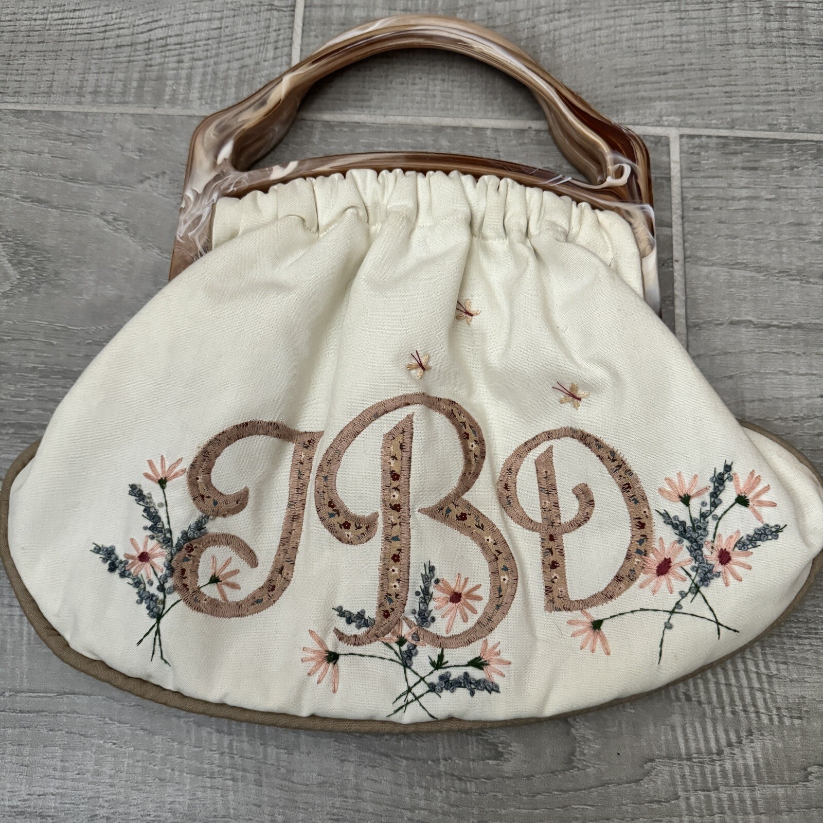 Vtg 70s  Embroidered Purse Initials JBD Handmade … - image 1