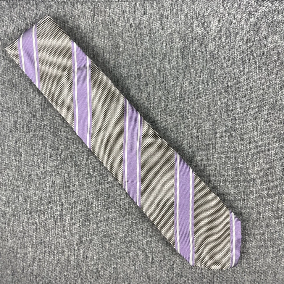 Corbata Samuelsohn 100 % seda para hombre púrpura a rayas hecha a mano hecha en Italia Foto 2 de 4