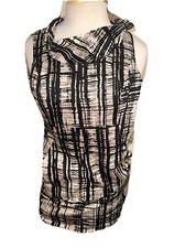 Ann Taylor Size 0 Black &White Geo Print Sleeveless Knee Length Pencil Dress