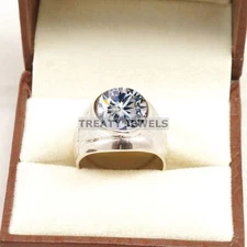 Moissanite Oval Cut Gemstone With 925 Sterling Silver Ring For Men's #B297