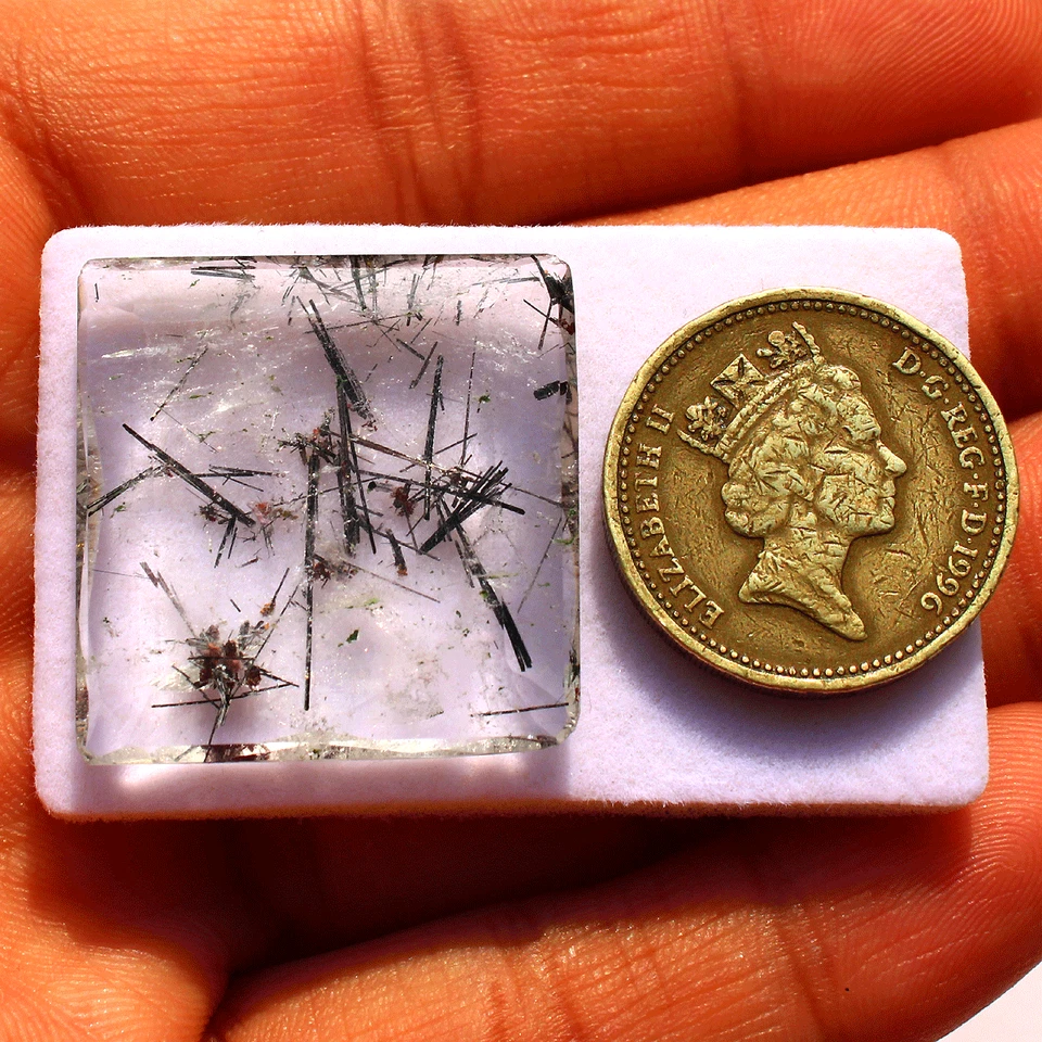 Certified 43 Cts Natural Tourmaline Rutile Quartz AAA Grade Faceted Cut Gemstone - Image 3 of 4