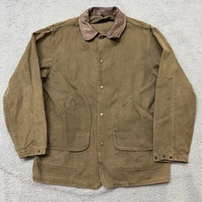 Vintage 90s Woolrich Barn Jacket USA LL Bean Style Size XL Canvas Leather Collar
