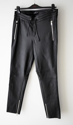 Jacob Lee Unisex Black Leather Unlined Biker Pants Jeans Jogger Size 31 $1720