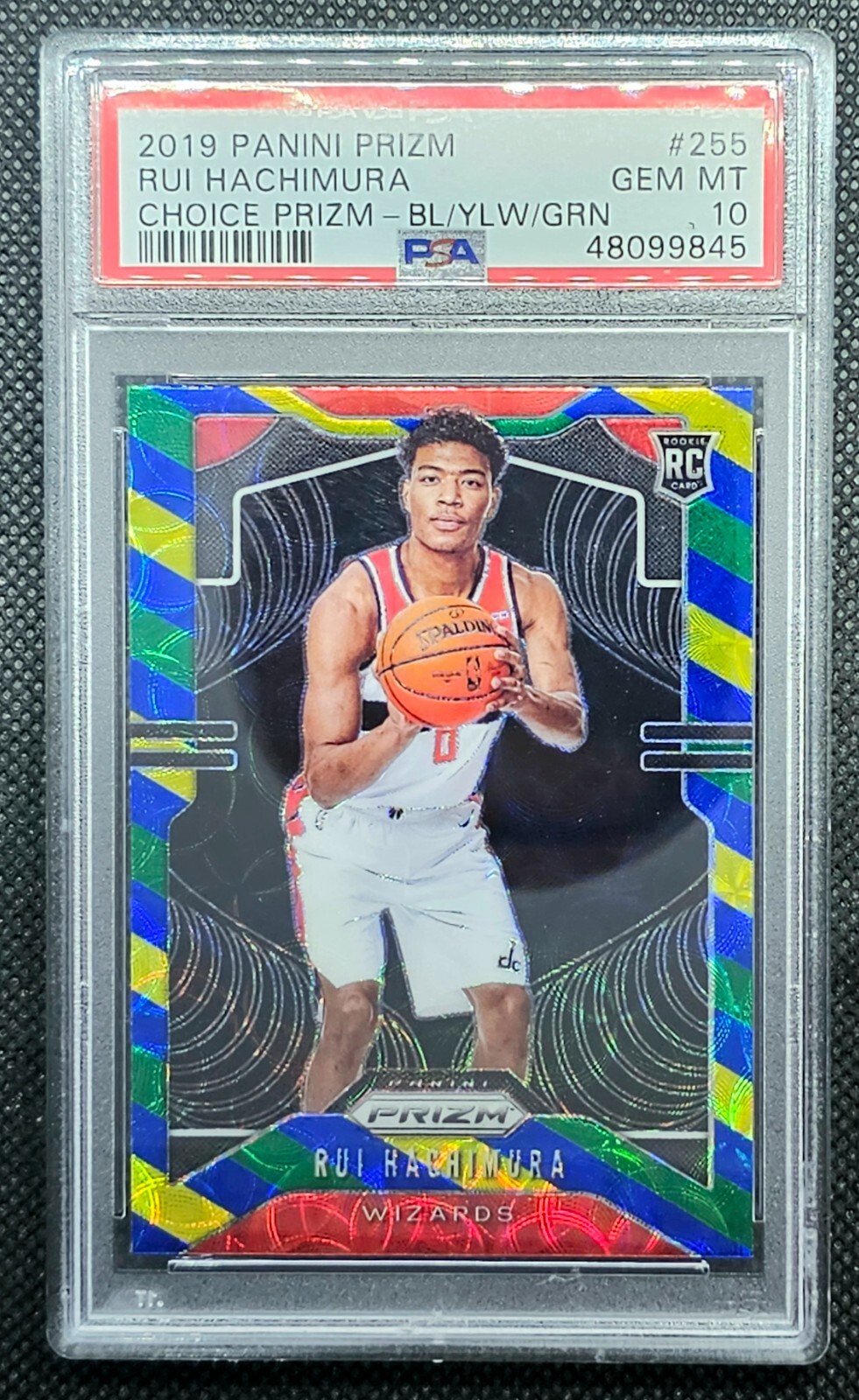 2019-20 Panini Prizm Choice Rui Hachimura #255 Blue Yellow Green RC SSP PSA 10