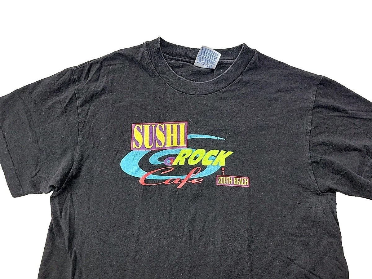 Hanes Beefy-T Unisex M Sushi Rock Cafe South Beach, FL Tourist Tee 