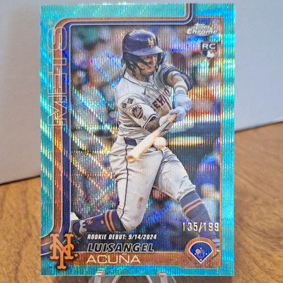 Topps 2025 Chrome Update Luisangel Acuna RC Mets #USC53 Aqua Wave /199
