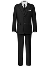 Boys' Formal Suits Set Dresswear Tuxedo Suit Adjustable Waist 8 Years Black