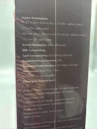 Nixplay Wi-fi Cloud Frame 12” Display Brand New Sealed W12A - Picture 3 of 4