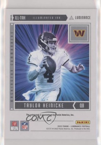 2022 Panini Luminance Illuminated Ink Gold /25 Taylor Heinicke #ILL-TAH Auto - Foto 2 di 3