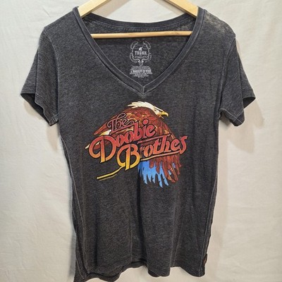 Doobie Brothers Tour Map Tee Shirt 1974 Trunk Ltd V Neck Grey