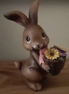 Retro Chocolate Easter Bunny Easter Basket Sunflowers Tiered Tray Rabbit