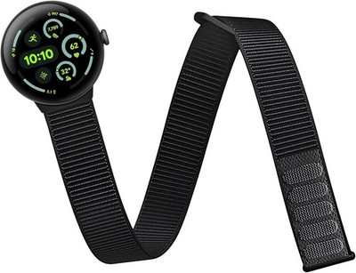 Nylon Elastic Band for Google Pixel Watch 1/2/3 (41mm) - Jet Black Strap