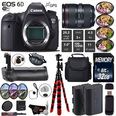Canon EOS 6D DSLR Camera with 24-105mm f/4L II Lens + Professional Battery Grip