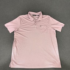 Travis Mathew Polo Shirt Mens 2XL Pink Stripe Pocket Golf Performance Summer