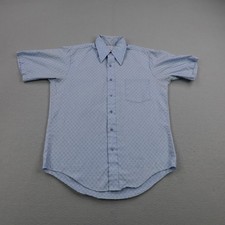 Vintage JC Penneys Towncraft Mens XL Blue Diamond Dagger Collar Disco 60s 70s