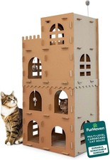 Castle Tower Multi-Level Cardboard Cat House for Indoor Cats with,Brown