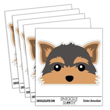Peeking Yorkshire Terrier Yorkie Dog Waterproof Vinyl Decal Sticker Set - 5 Pack