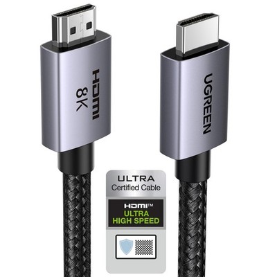 UGREEN 8K HDMI 2.1 Cable 48Gbps 6.6FT, Certified Ultra High Speed Grey