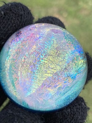 Glass Boro Marble MEGA Rainbow Dichro Theme 39mm Sculpture Art Multi Color