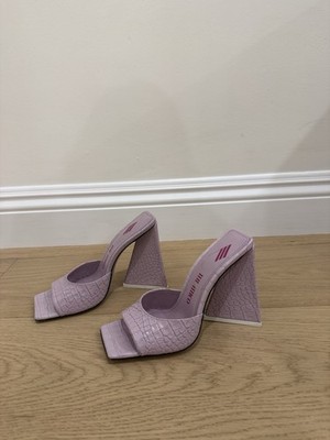 The Attico High Heels Sandals 35.5 Light Purple Pink Leather Croc Davon