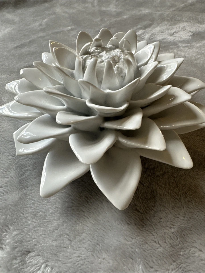White Ceramic 3D Flower Solid Piece Home Decor 6 Inches Wide At Longest Petal - Image 2 of 4