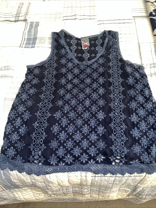 JOHNNY WAS tank top CARDEN navy blue Size XL Excellent Condition