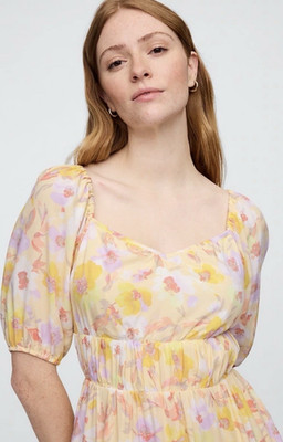 square neck dress puff sleeve knee length Ashley Lauren 4534