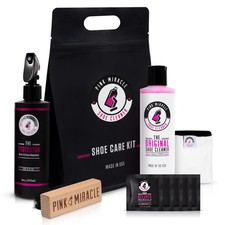 Pink Miracle Shoe Cleaner Kit Brush Repellent Spray Wipes Microfiber Towel