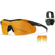 Wiley X WX VAPOR COMM Shooting Range Kit Glasses 3 Lenses EARMOR M300WXJ Protect