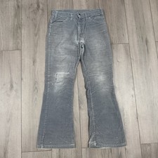 Vtg 70s Levis 646 Gray Corduroy Pants USA Made Flare Bell Bottom 30x27 Rare