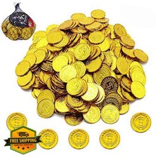 150 Plastic Gold Pirate Coins, Party Favors Treasure Hunt Toys