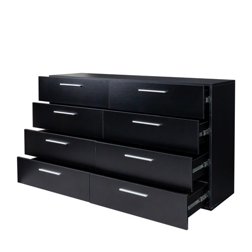 8 Drawer Double Dresser Wooden Storage Chest of 8 Drawer Black Dresser Cabinet - Picture 4 of 9