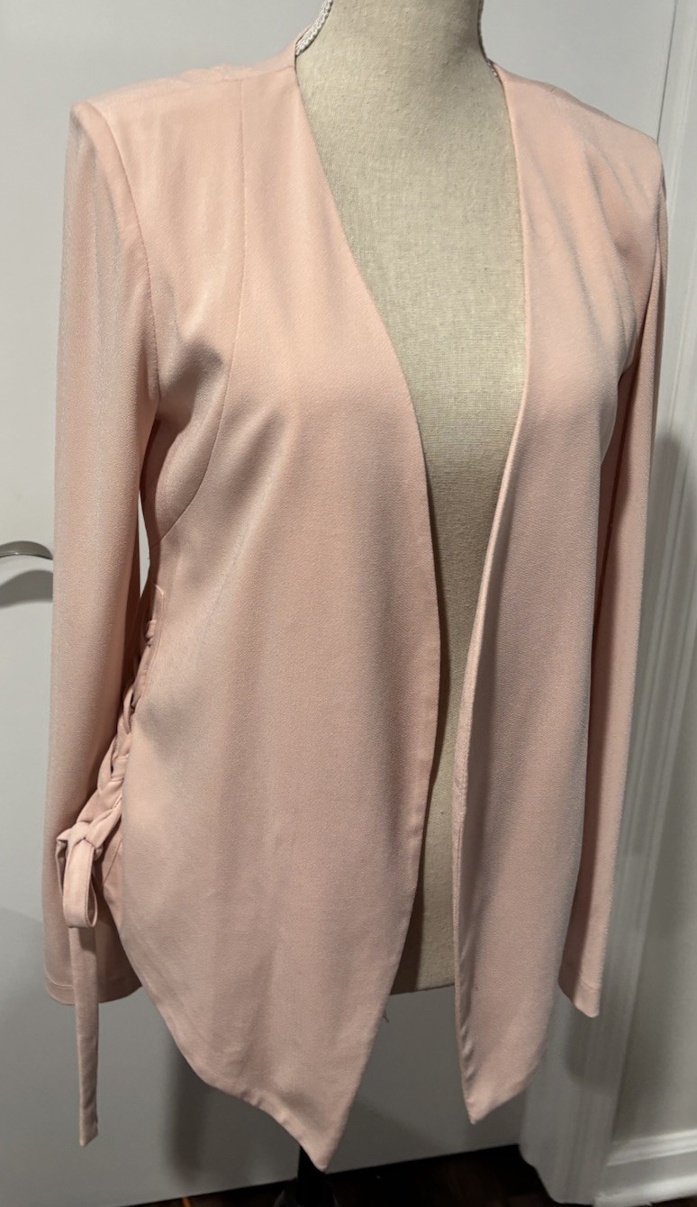 BCBGeneration Peach Open Front Colarless Blazer J… - image 4