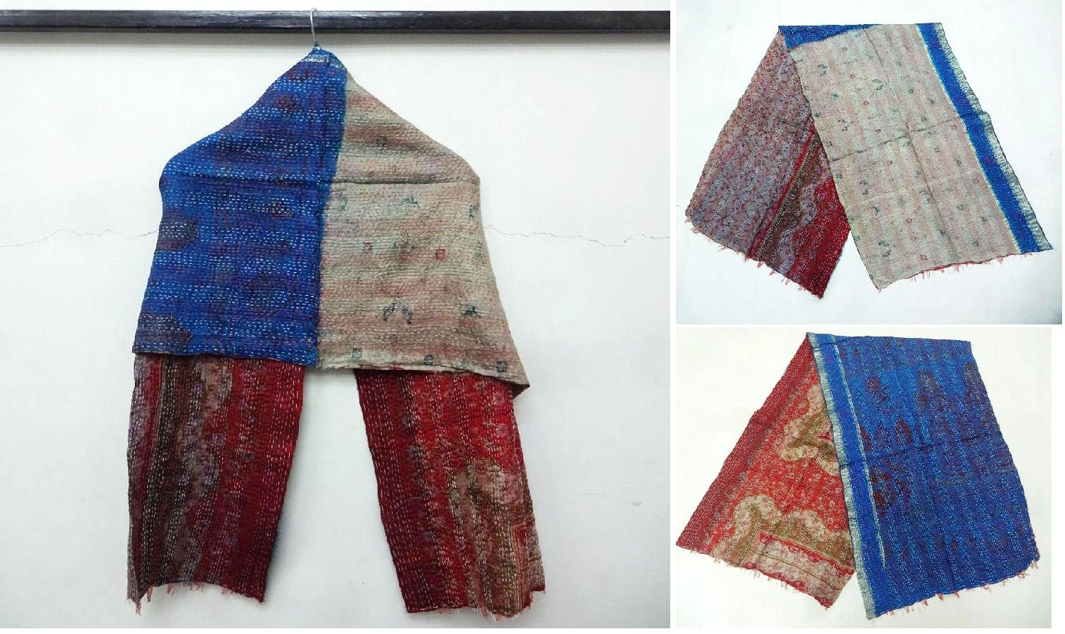 Silk Kantha Scarf Head Wrap Stole Dupatta Collar Neckerchief Scarves