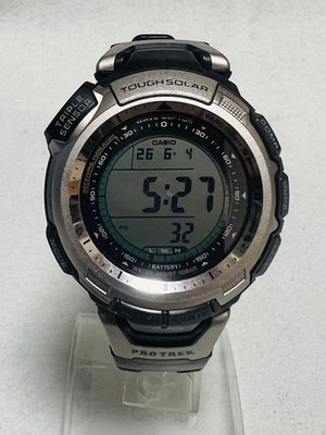 CASIO Pro Trek PRW-1300J Digitaluhr Solar Funk Silber Schwarz