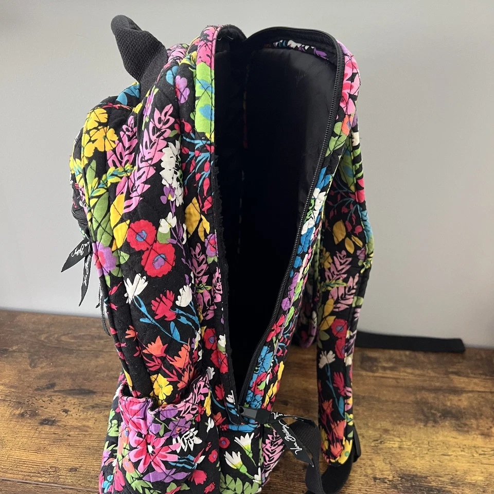 Vera Bradley Field Flowers Floral Quilted Campus Large Backpack Padded Laptop - Image 4 of 4