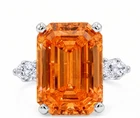 RARE 8.00 Ct Certified Emerald Cut Orange Natural Diamond Ring White Gold Finish
