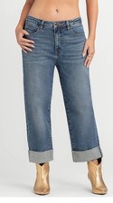 Jessica Simpson Studded Zinnia Wide Leg Dark Wash Boyfriend Jeans 6