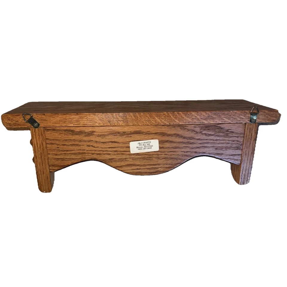 Vintage Solid Oak Wood Trinket Shelf Engraved Eagle Farmhouse Cottage 16 In T - image 4 of 4