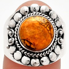 Anillo de plata de ley 925 de Coquina Fossil Jaspe - India s.7.5 joyería R-1399